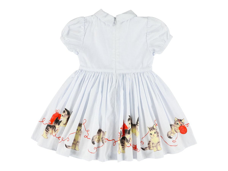 WANDA KITTENS DRESS WITH PRINT - BLEU