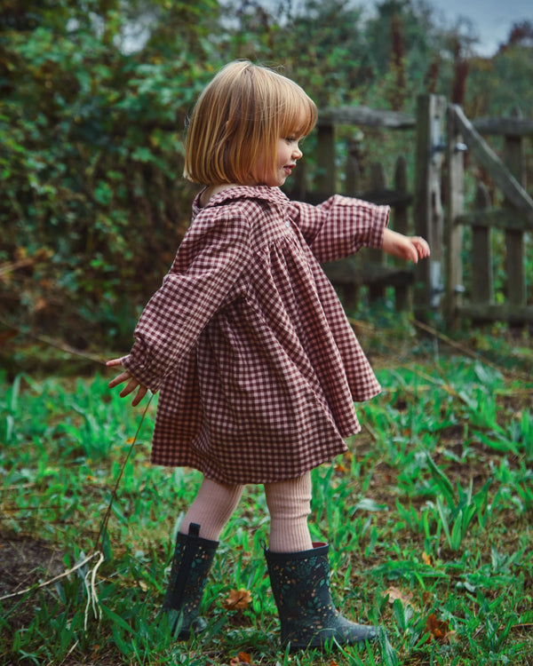 PINK GINGHAM BABY DOLL DRESS - AA045B - VICHY POUDRE