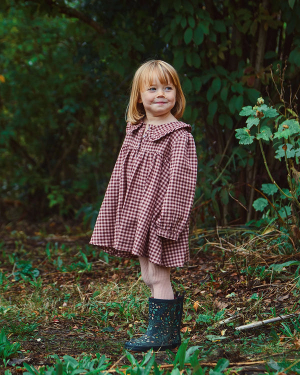 PINK GINGHAM BABY DOLL DRESS - AA045B - VICHY POUDRE