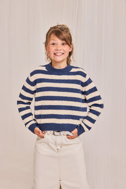 chock striped c-neck 000760 - indigo