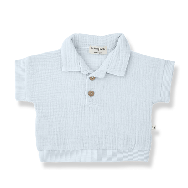 GUIDO woven polo - misty-blue