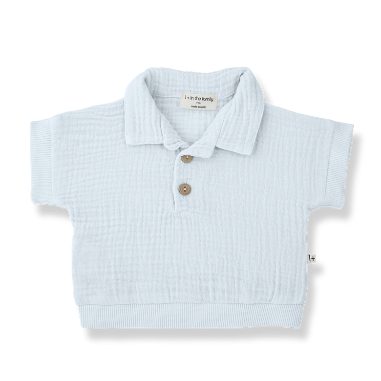 GUIDO woven polo - misty-blue