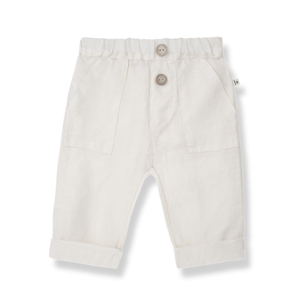 QUINTI woven linen pants - off-white