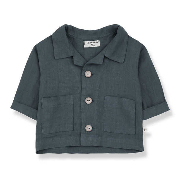 ENEKO woven linen jacket - petroleum