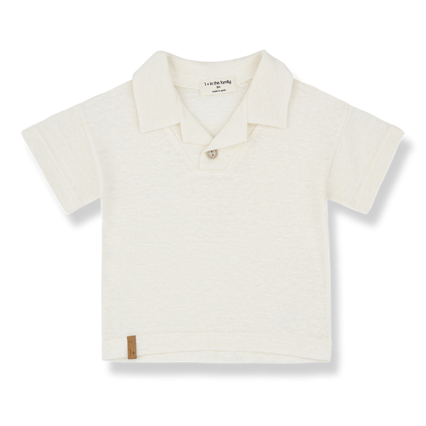 SANDRO linen knit s.sleeve polo - off-white