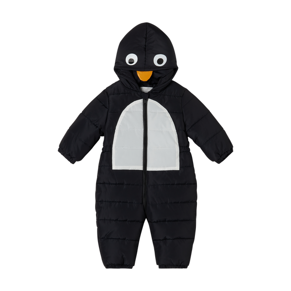 BABY BOY SNOWSUIT WITH PENGUIN FACE PRINT - 930 BLACK