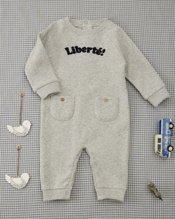 EMBROIDERED FLEECE JUMPSUIT - AA122 - GRIS CHINE