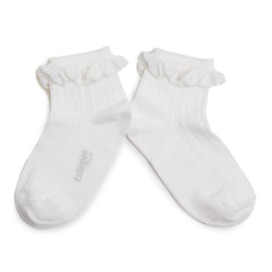 Marie-Antoinette - Lightweight Socks w Broderie Anglaise - 908 Bianco Neige