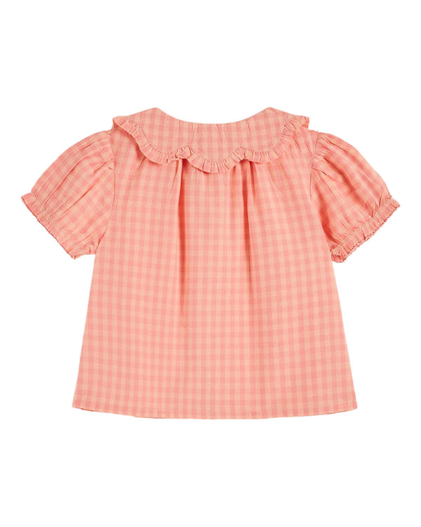 FLOWER COLLAR BLOUSE - VICHY PIVOINE