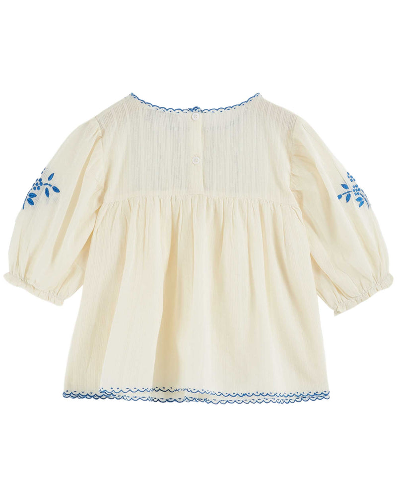 HAND EMBROIDERED PLAIN BLOUSE - ECRU