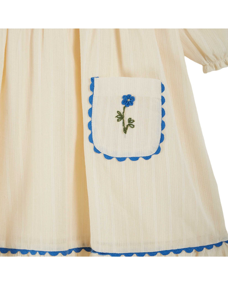 PLAIN EMBROIDERED DRESS - ECRU