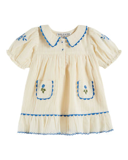 PLAIN EMBROIDERED DRESS - ECRU