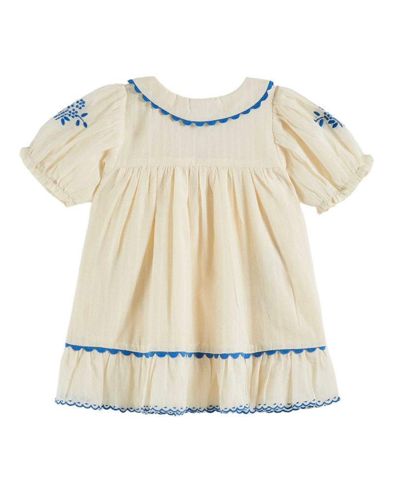 PLAIN EMBROIDERED DRESS - ECRU