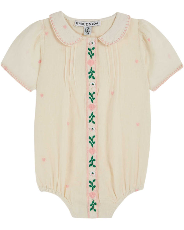 EMBROIDERED ROMPER - ECRU