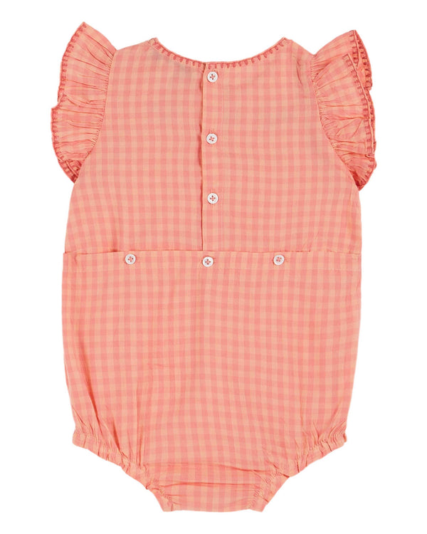 GINGHAM EMBROIDERED ROMPER - VICHY PIVOINE