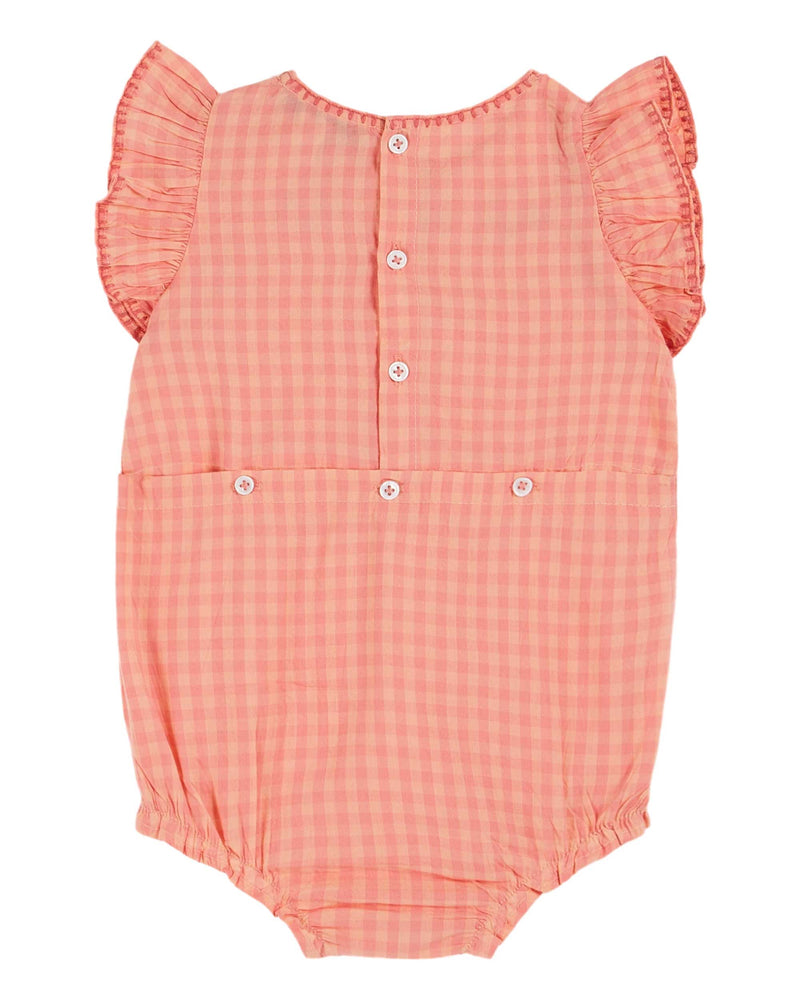 GINGHAM EMBROIDERED ROMPER - VICHY PIVOINE