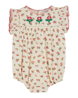 PRINTED EMBROIDERED ROMPER - FLORESCO