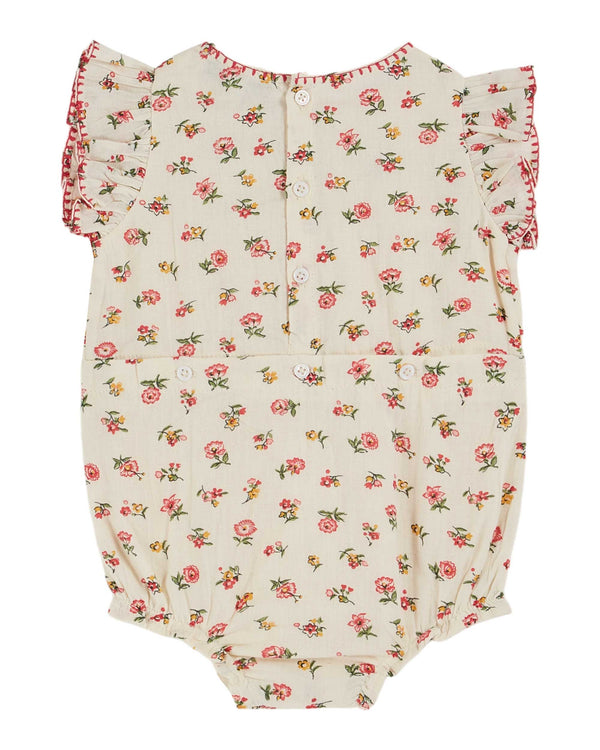 PRINTED EMBROIDERED ROMPER - FLORESCO