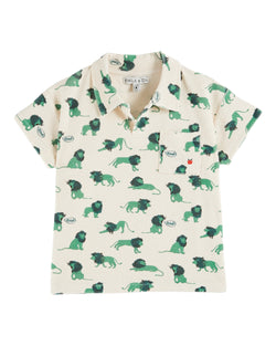 PRINTED TERRY POLO SHIRT - LION