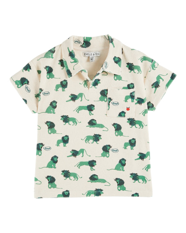 PRINTED TERRY POLO SHIRT - LION