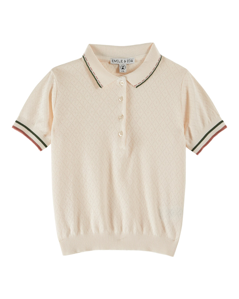 OPENWORK POLO SHIRT - CREME