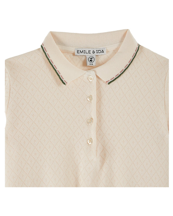 OPENWORK POLO SHIRT - CREME