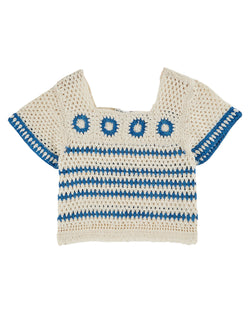 STRIPED CROCHET PULLOVER - ECRU