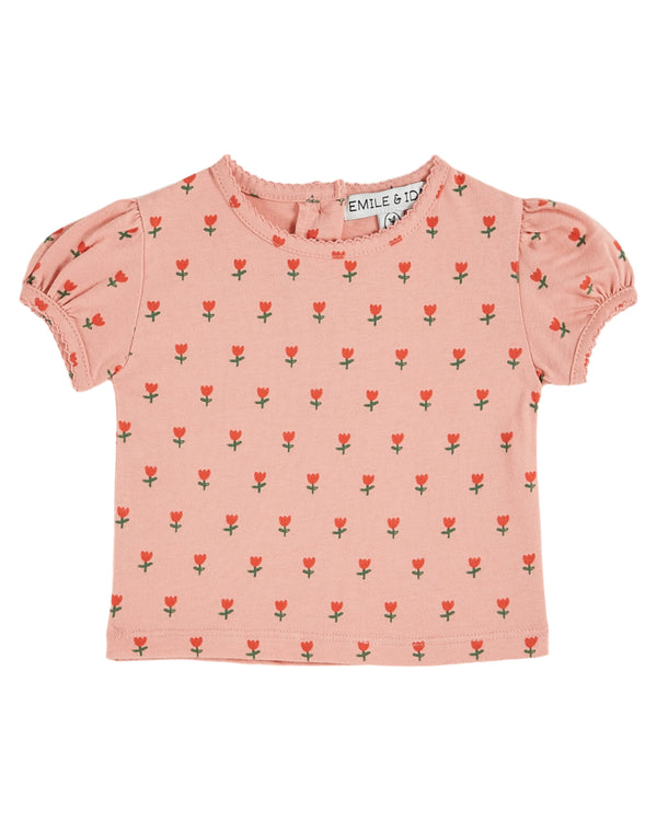 PRINTED PICOT EDGE TEE SHIRT - PETITE TULIPE BLOS