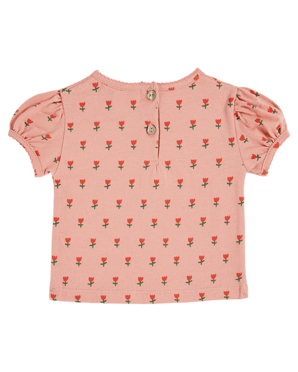 PRINTED PICOT EDGE TEE SHIRT - PETITE TULIPE BLOS