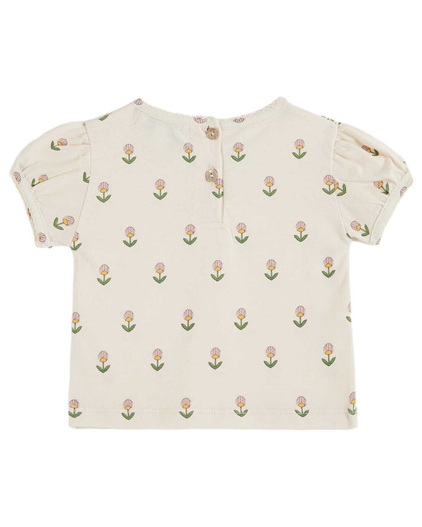 PRINTED PICOT EDGE TEE SHIRT - FLEURS DOUCE