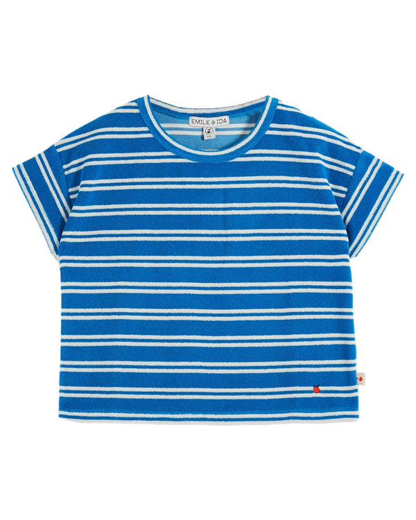 STRIPED TERRY TEE SHIRT - RAYURE AZUR