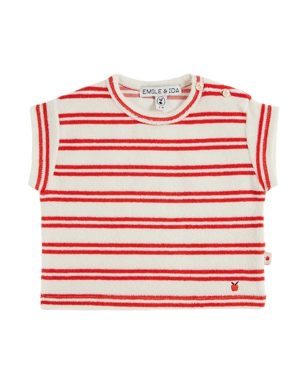 STRIPED TERRY TEE SHIRT - RAYURE CANNA