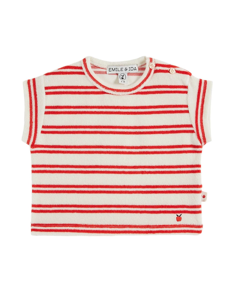 STRIPED TERRY TEE SHIRT - RAYURE CANNA