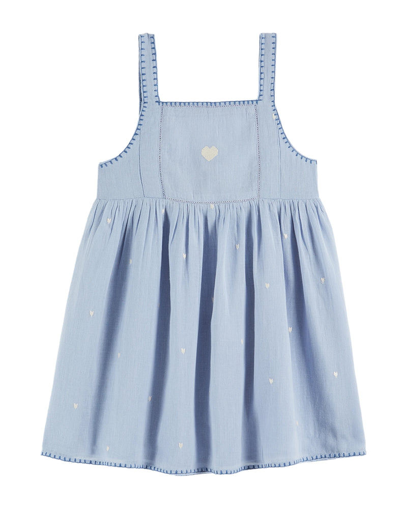 HEART EMBROIDERED DRESS - ECUME