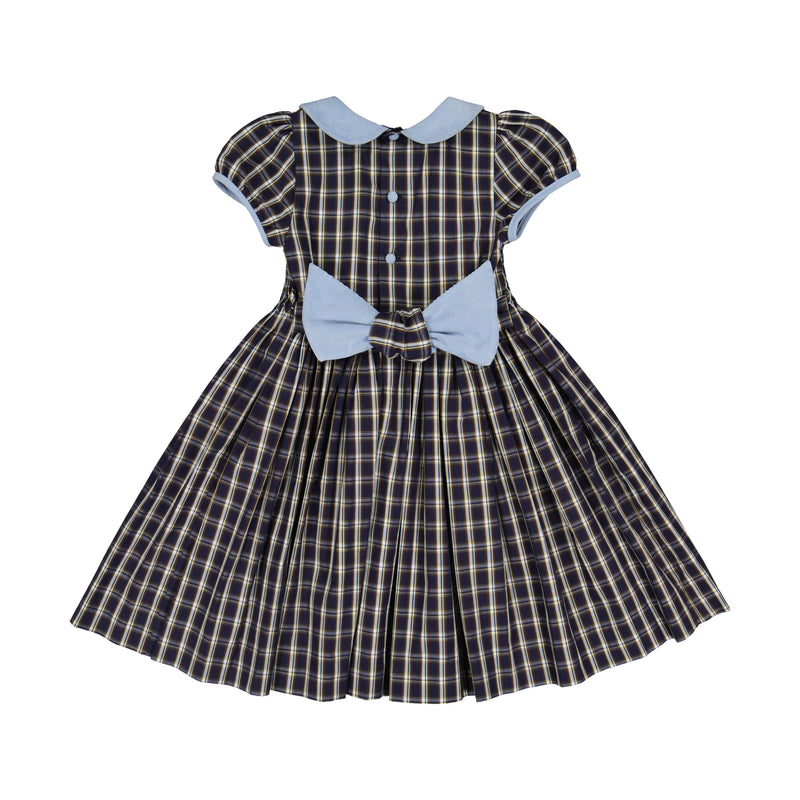 ANGELICA NAVY TARTAN SMOCKED DRESS