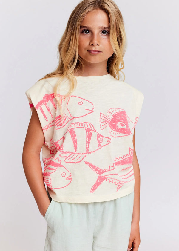 lora t-shirt fishes - natural