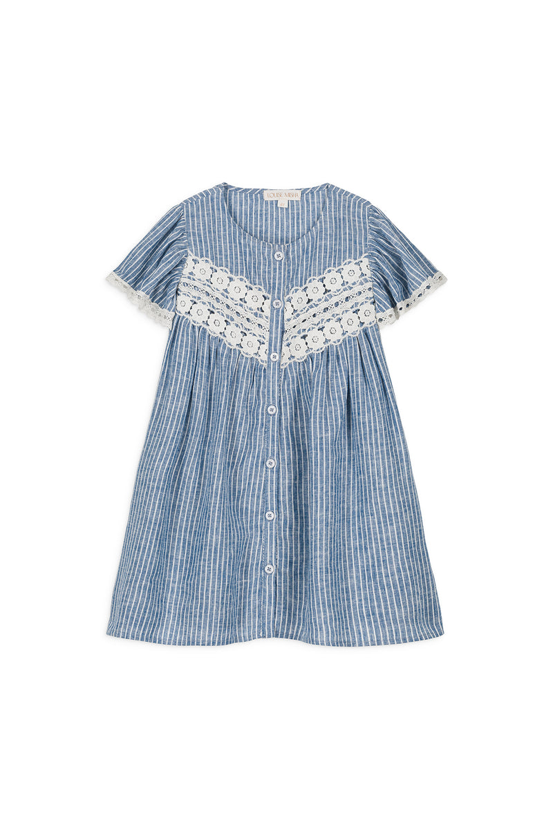 MORLINA DRESS - BLUE ONDA STRIPES