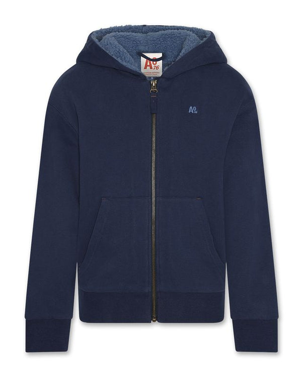 clayton zip sweater logo - indigo