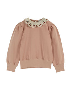 EMBROIDERED COLLAR SWEAT-SHIRT - AA001 - BLUSH