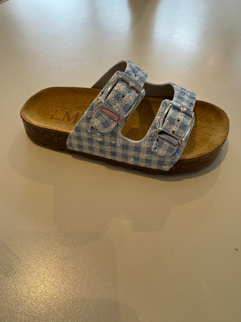 ONS 2 Buckle Sandal with Cork Sole - Vichy Blue