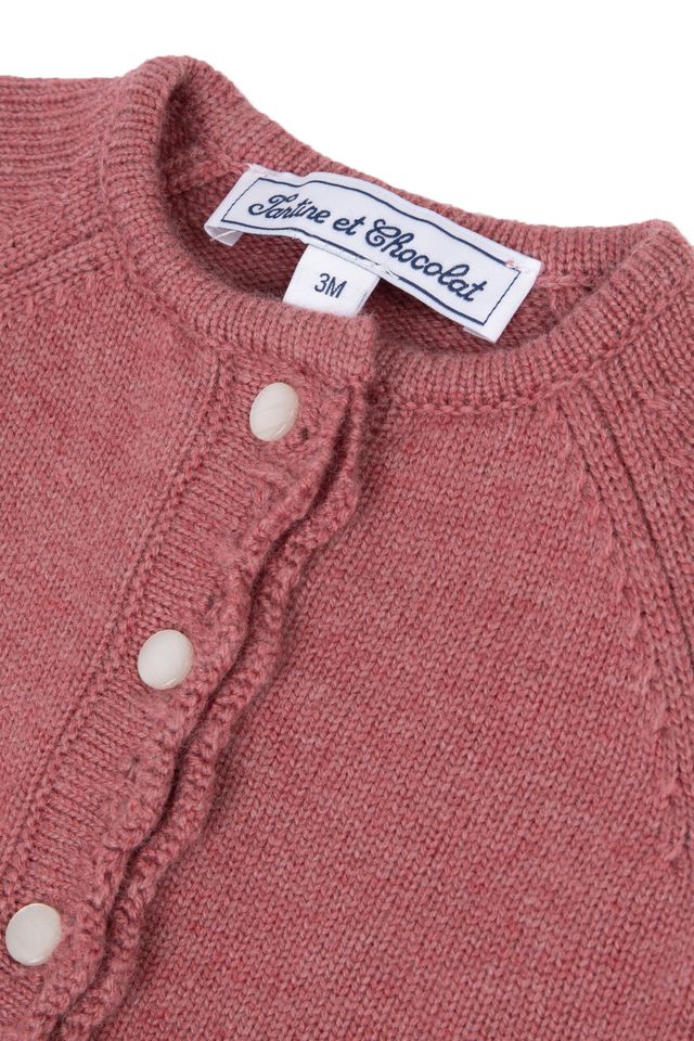 BABY ECOLE BUISSSONNIERE CARDIGAN7 - framboise chiné