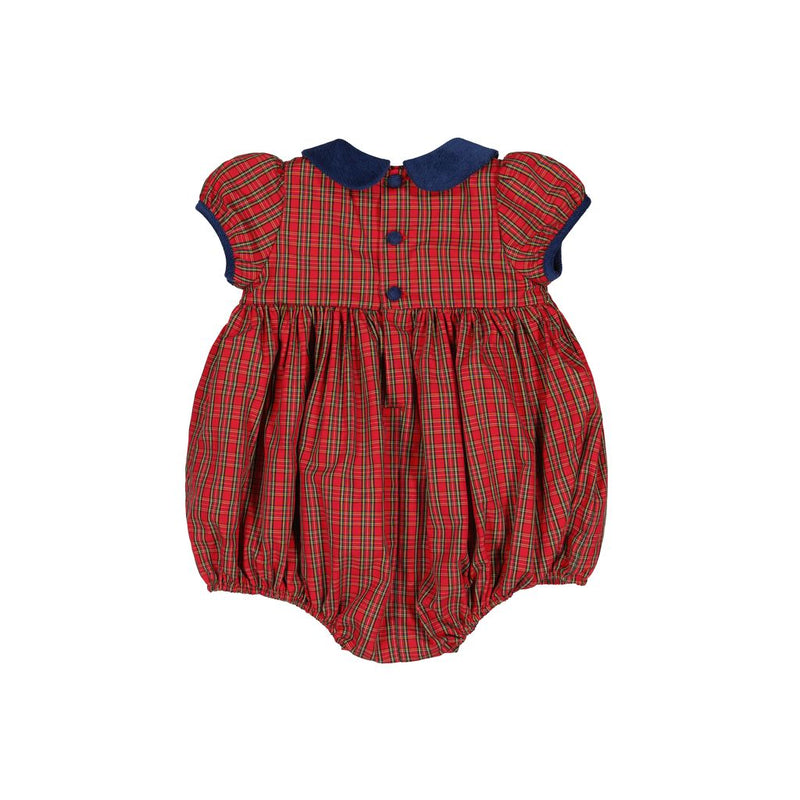 ANGELICA RED TARTAN SMOCKED BUBBLE