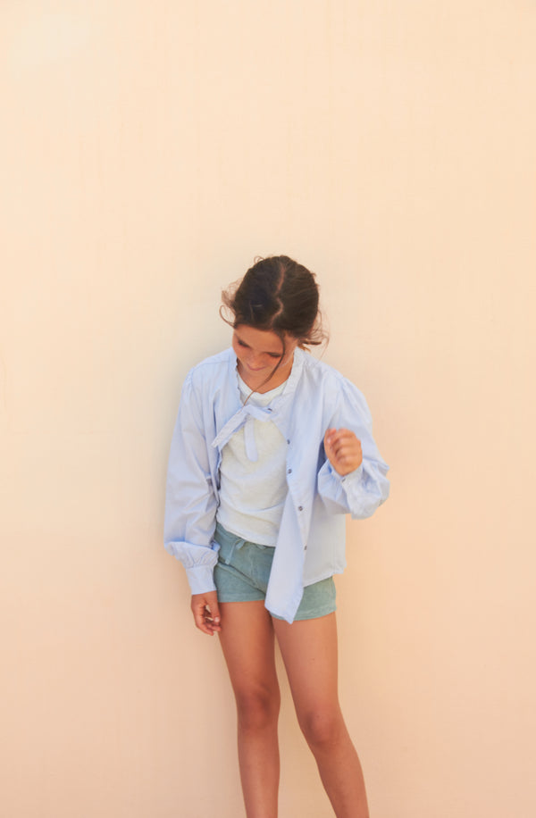 Blouse Bow - Shirt Blue