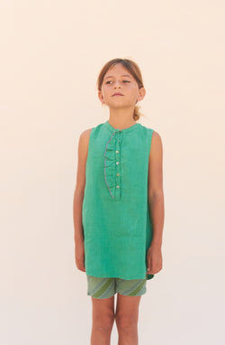 Ruffle Tunic Dress - Middle Green