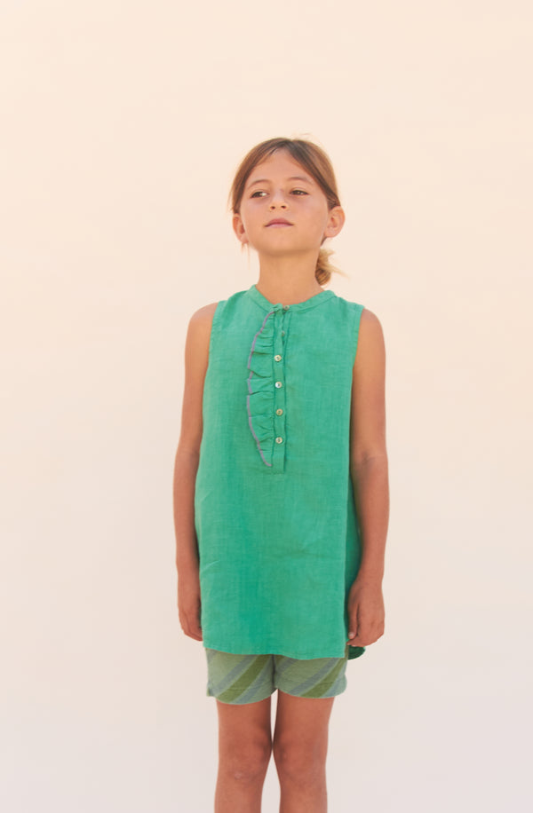 25106 Ruffle Tunic Dress - Middle Green