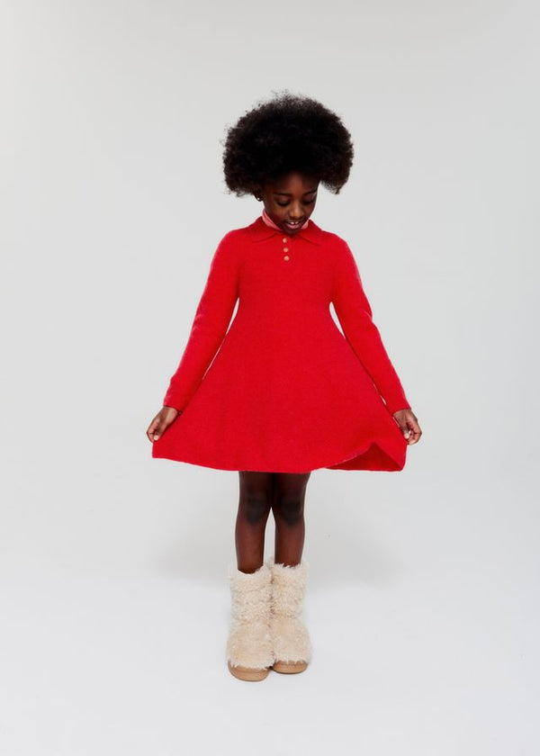 VIVA WOOL KNITTED DRESS - RED