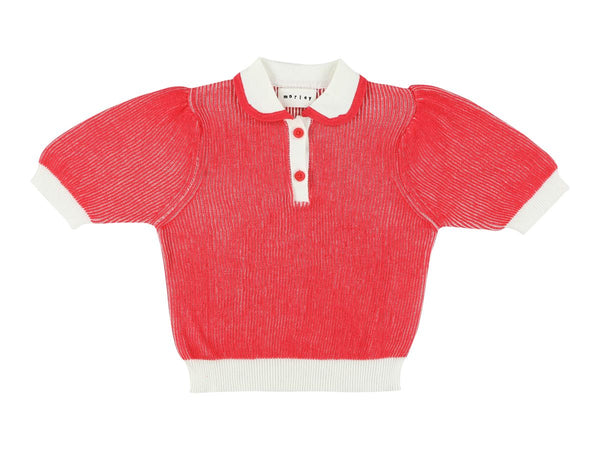 WALLABY VINTAGE CROPPED FITTED GIRLS POLO - CHERRY