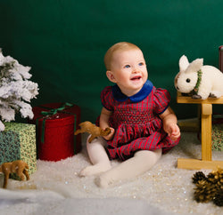 ANGELICA RED TARTAN SMOCKED BUBBLE