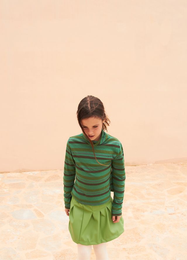 coll tee - green tricot stripe