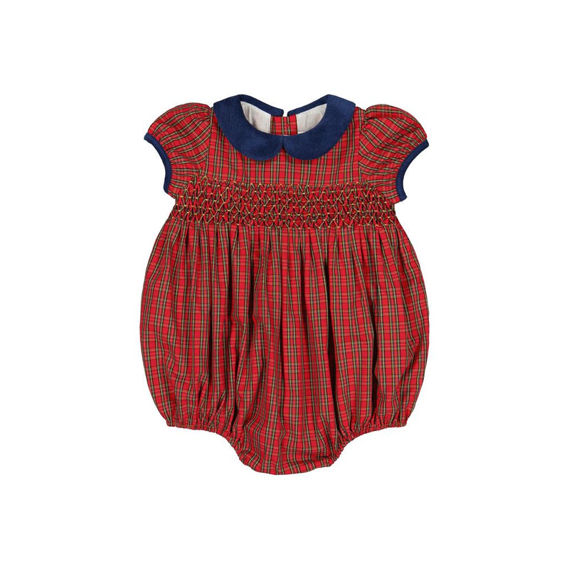 ANGELICA RED TARTAN SMOCKED BUBBLE